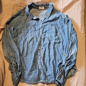 Lei Casual Blue Denim Button-Down Shirt
